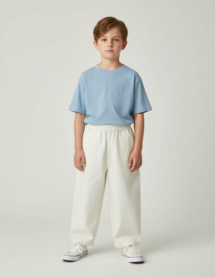 Pantalon Beige Ample Coton Décontracté Enfant Garçon - Toile