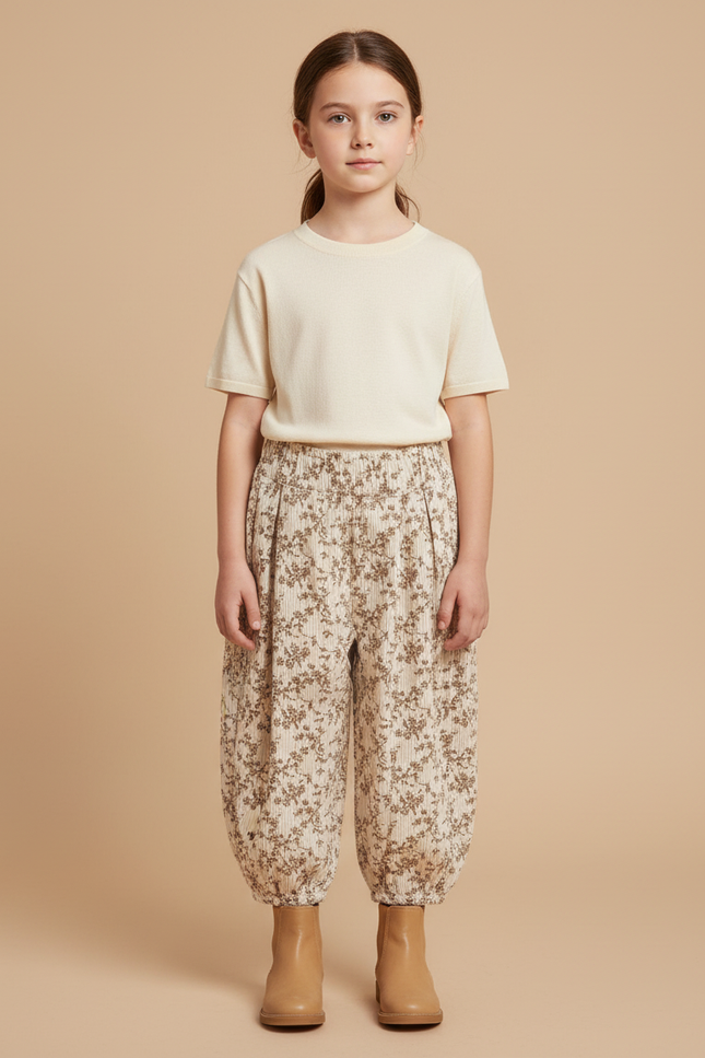Pantalon Baggy Beige - Imprimé Cordé