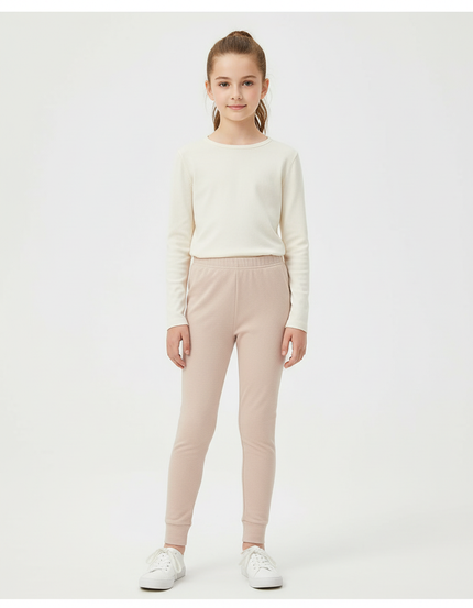 Pantalon Beige Côtelé Élastique Enfant Confortable - Maille
