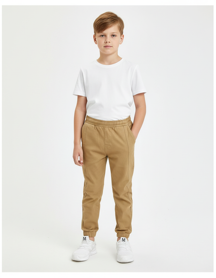 Pantalon Beige Coton Jogger Décontracté Enfant Garçon
