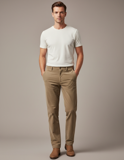 Pantalon Beige Velours Homme - Cordé