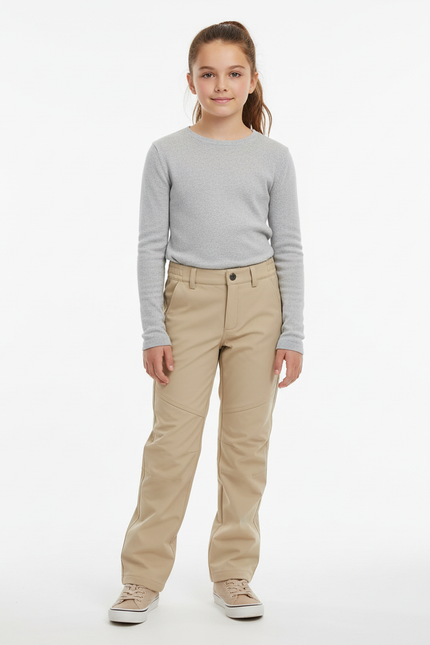 Pantalon Beige Droit Décontracté Chaud Enfant - Polyester