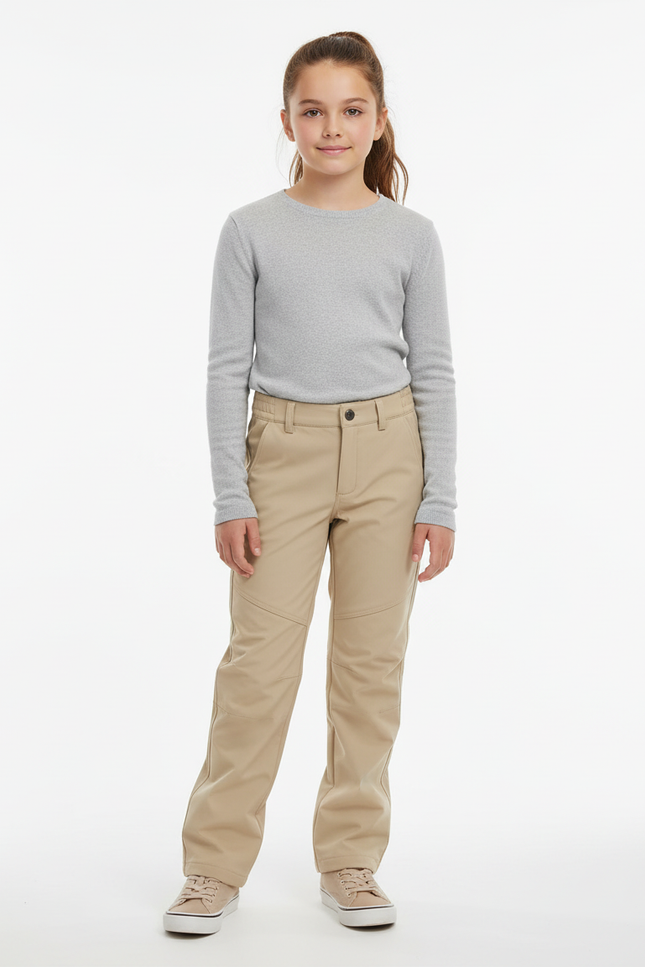 Pantalon Beige Droit Décontracté Chaud Enfant - Polyester