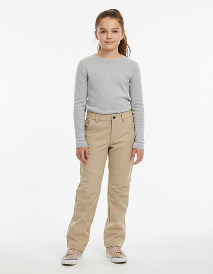 Pantalon Beige Droit Décontracté Chaud Enfant - Polyester