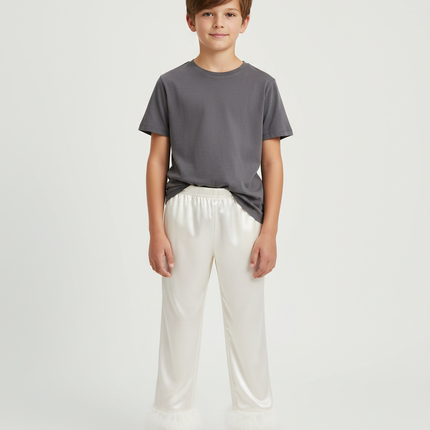 Pantalon Beige Satiné Plume Fluide Enfant