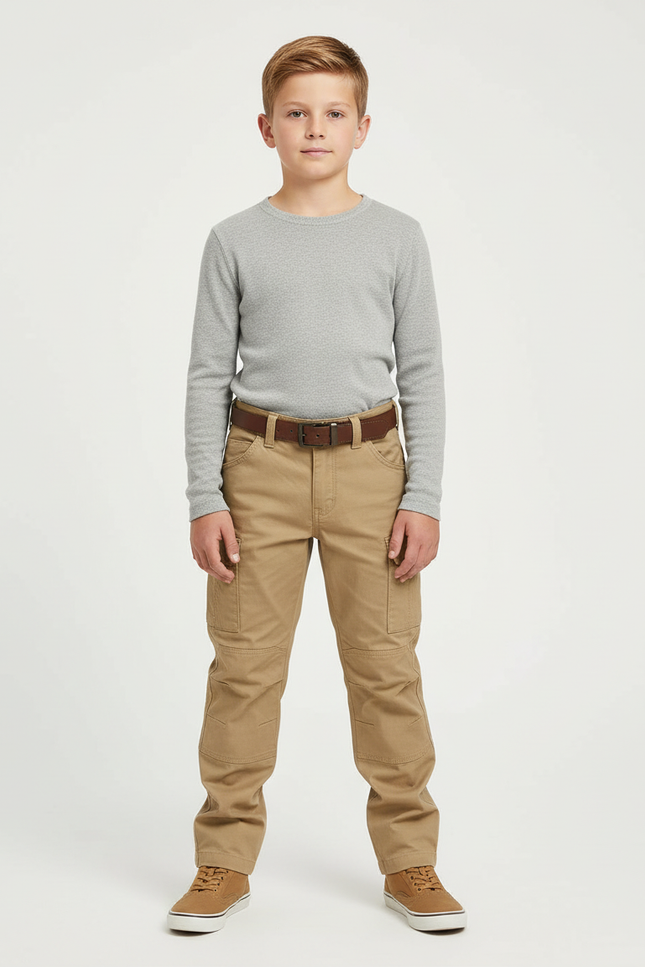 Pantalon Beige Cargo Coton Robuste Enfant - Toile