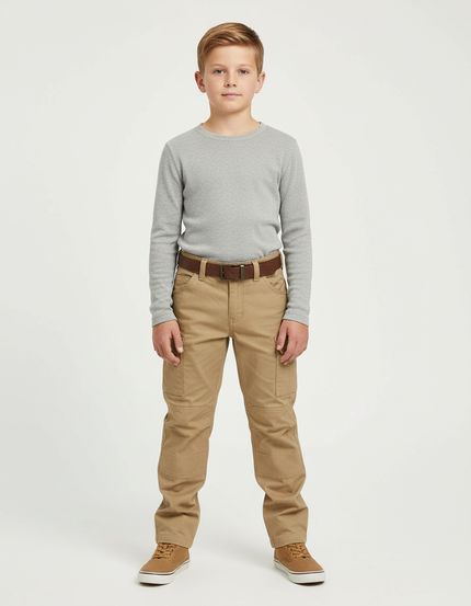 Pantalon Beige Cargo Coton Robuste Enfant - Toile