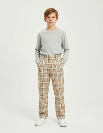 Pantalon Tartan Beige - Tweed