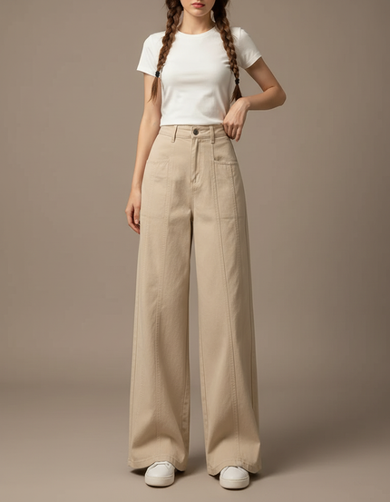 Pantalon Jean Beige Femme