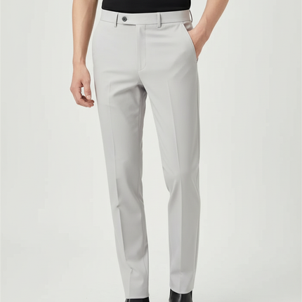 Pantalon Beige Homme Slim Élégant Décontracté Formel - Gris Polyester