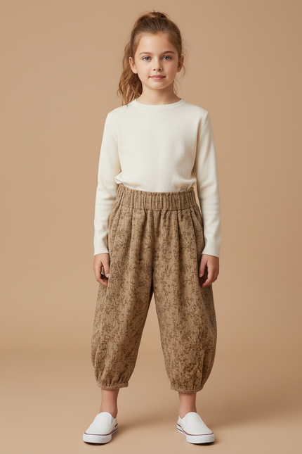 Pantalon Bouffant Beige - Cordé
