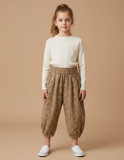Pantalon Bouffant Beige - Cordé