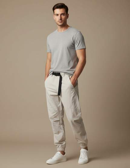 Pantalon Beige Jogger Coton Décontracté Homme Sport