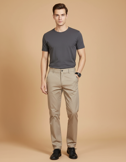 Pantalon Beige Homme Chino Slim Extensible Décontracté - Coton