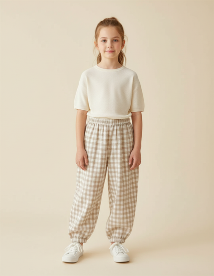Pantalon Vichy Beige - Coton