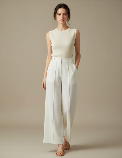 Pantalon Beige 236e - Blanc Lin