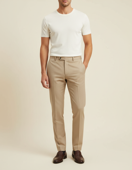 Pantalon Beige Habillé Droit Classique Homme Élégant - Gabardine
