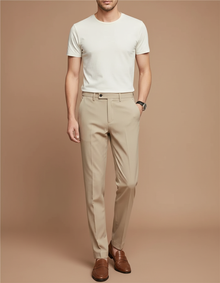 Pantalon Beige Tailleur - Gabardine