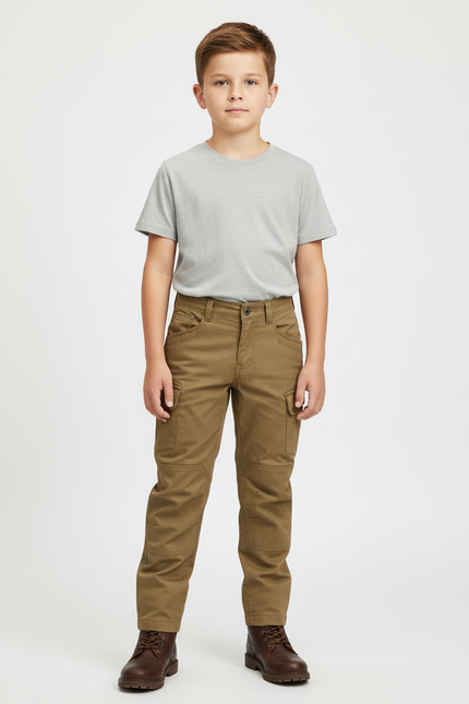Pantalon Beige Cargo Coton Robuste Garçon - Kaki