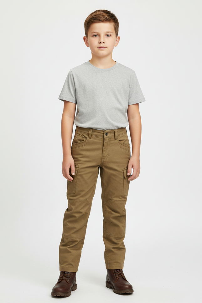 Pantalon Beige Cargo Coton Robuste Garçon - Kaki