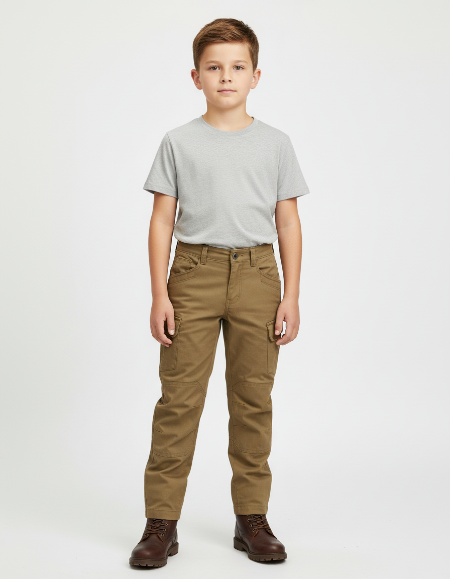 Pantalon Beige Cargo Coton Robuste Garçon - Kaki
