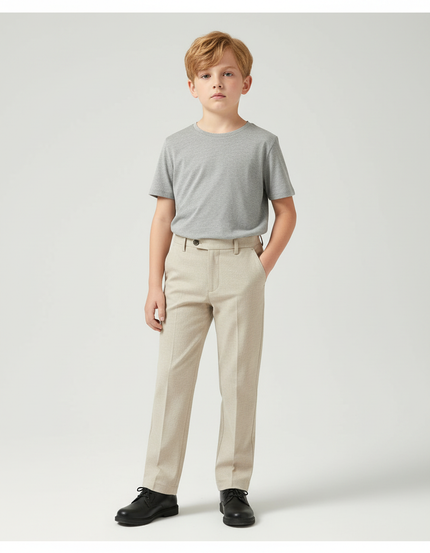 Pantalon Beige Droit Élégant Coton Garçon Classique - Gabardine