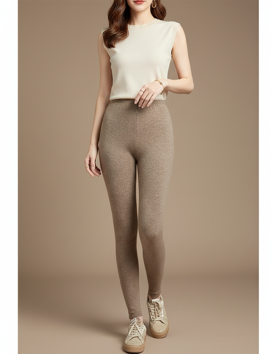 Pantalon Laine Beige Femme