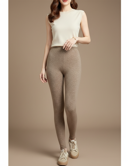 Pantalon Laine Beige Femme