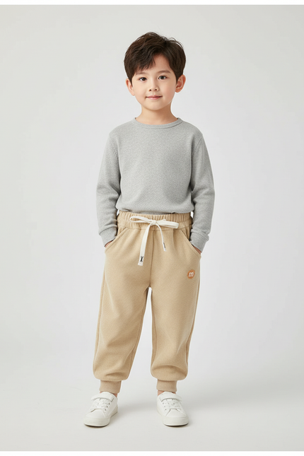 Pantalon Beige Côtelé Polaire Enfant Doux Hiver - Molleton