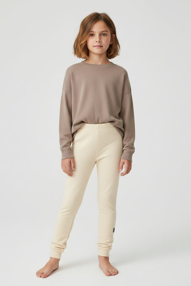 Pantalon Beige Doux Confortable Uni Enfant - Molleton