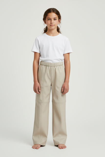 Pantalon Simili Beige - Simili cuir