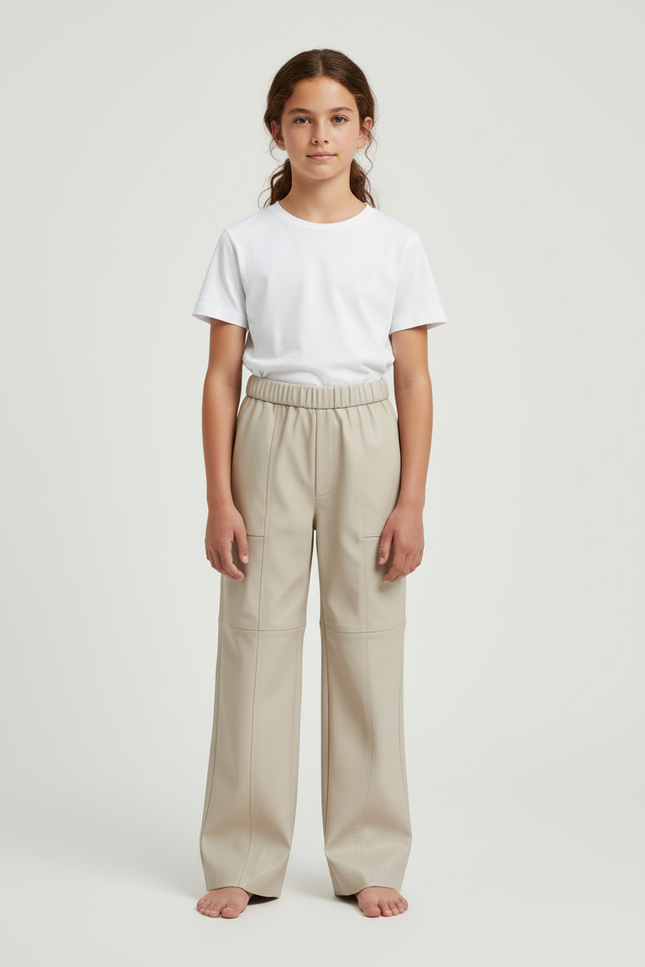 Pantalon Simili Beige - Simili cuir
