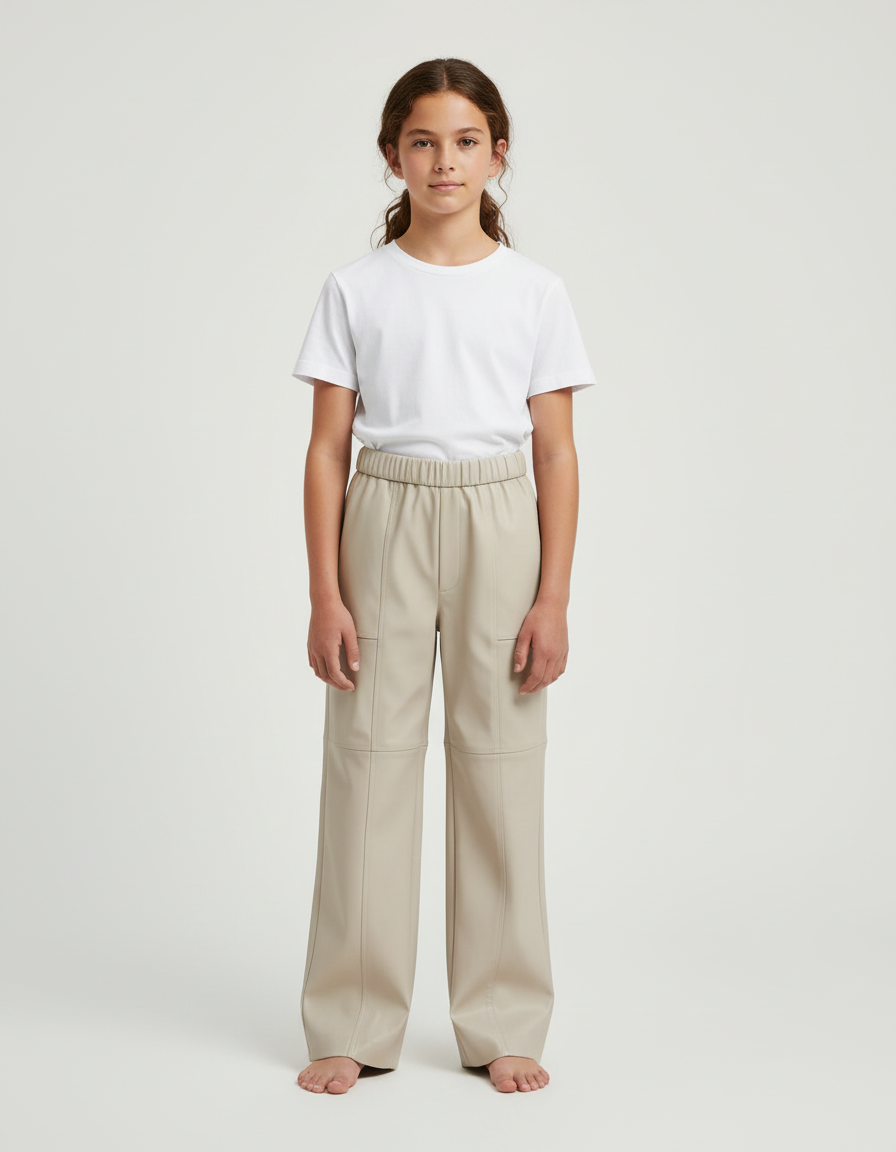 Pantalon Simili Beige - Simili cuir