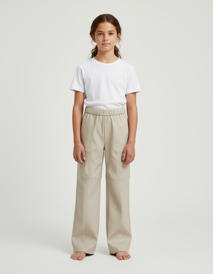 Pantalon Simili Beige - Simili cuir