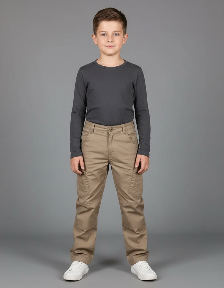 Pantalon Beige Cargo Coton Confortable Enfant