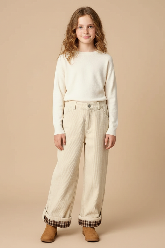 Pantalon Blanc Beige - Cordé