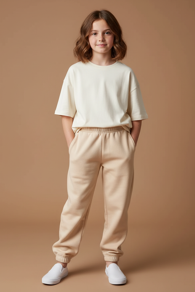 Pantalon Beige Molletonné Confortable Décontracté Enfant