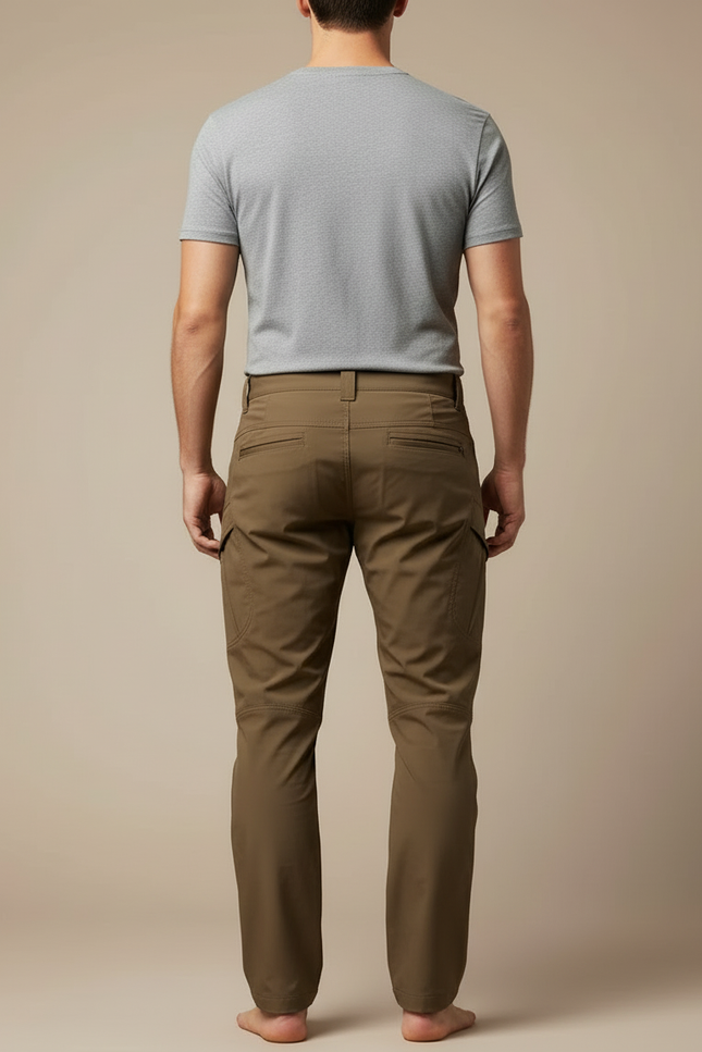 Pantalon Beige Tactique Homme Cargo Multi-poches Décontracté - Kaki Polyester - vue 2
