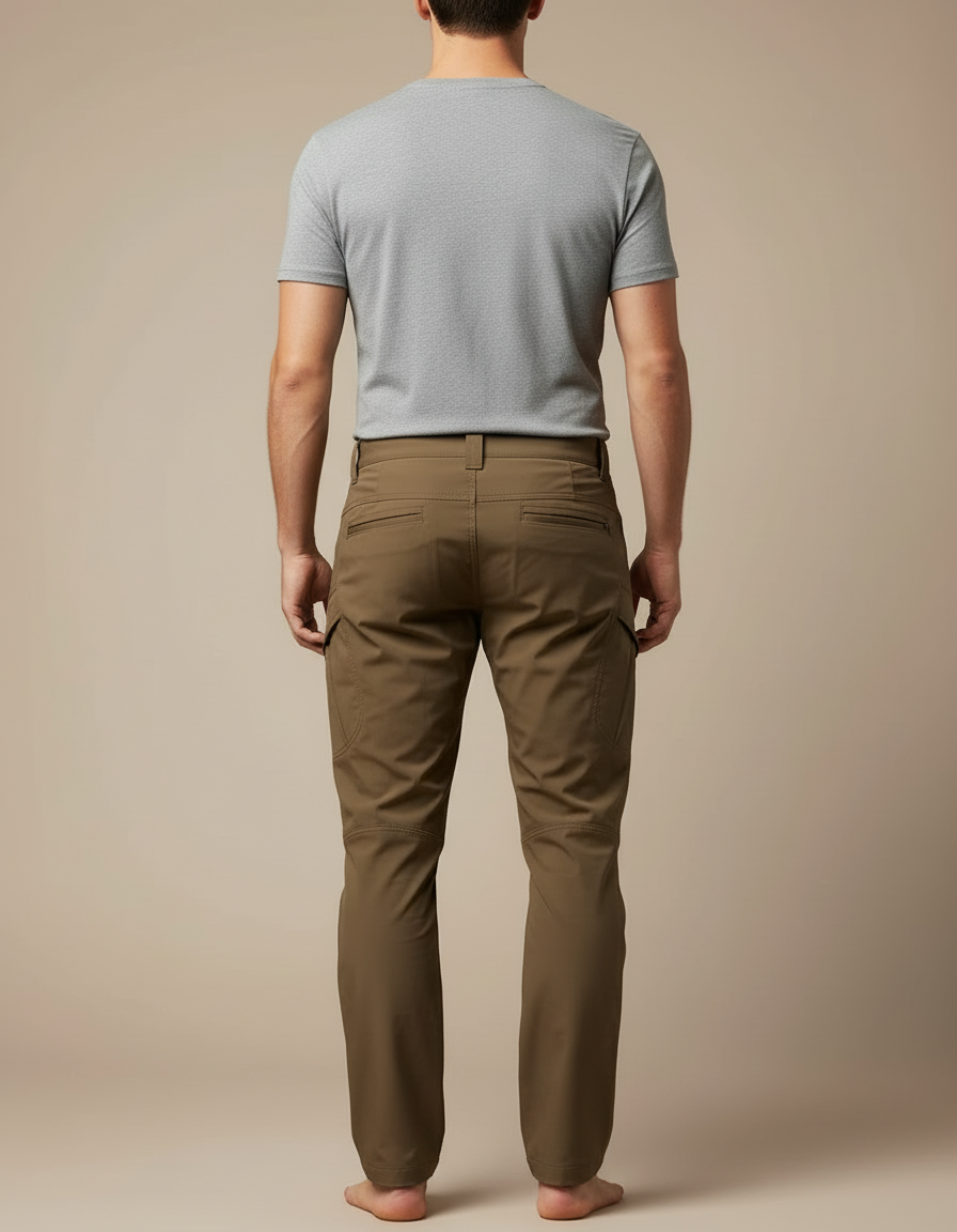 Pantalon Beige Tactique Homme Cargo Multi-poches Décontracté - Kaki Polyester - vue 2