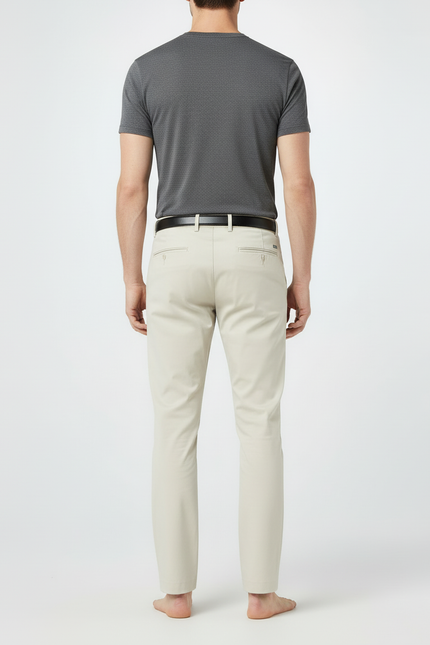 Pantalon Beige Droit Coton Élégant Décontracté Homme - Gabardine - vue 2