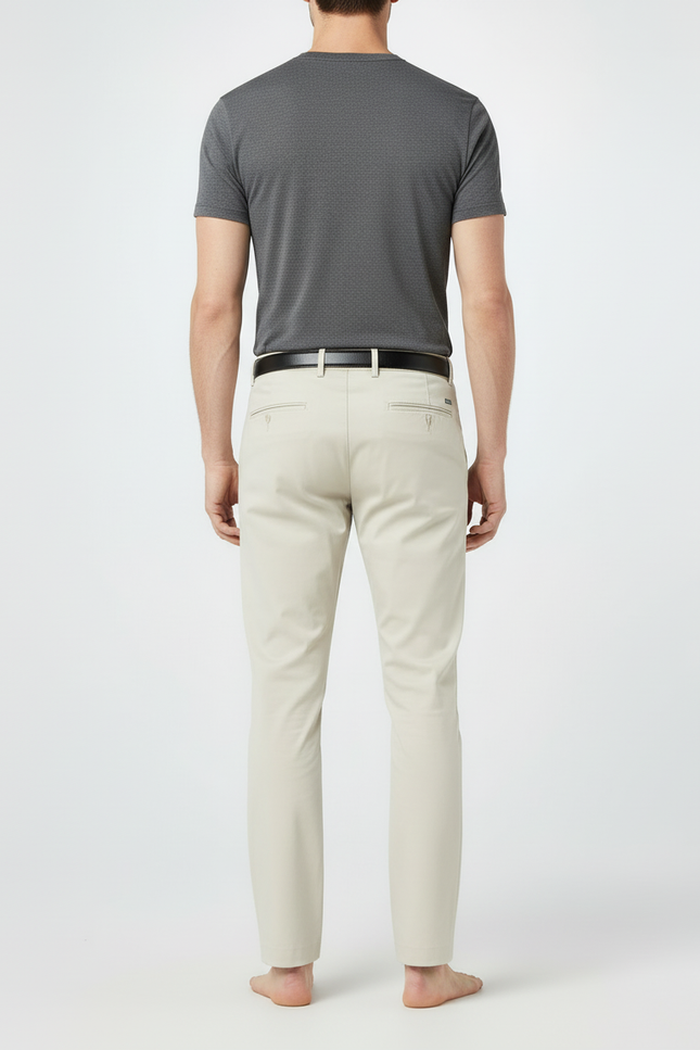Pantalon Beige Droit Coton Élégant Décontracté Homme - Gabardine - vue 2