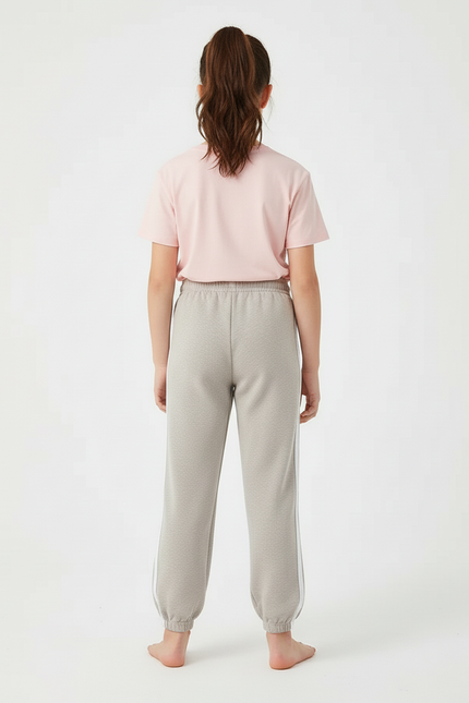 Pantalon Beige Sporty Rayé Confortable Enfant - Gris Molleton - vue 2