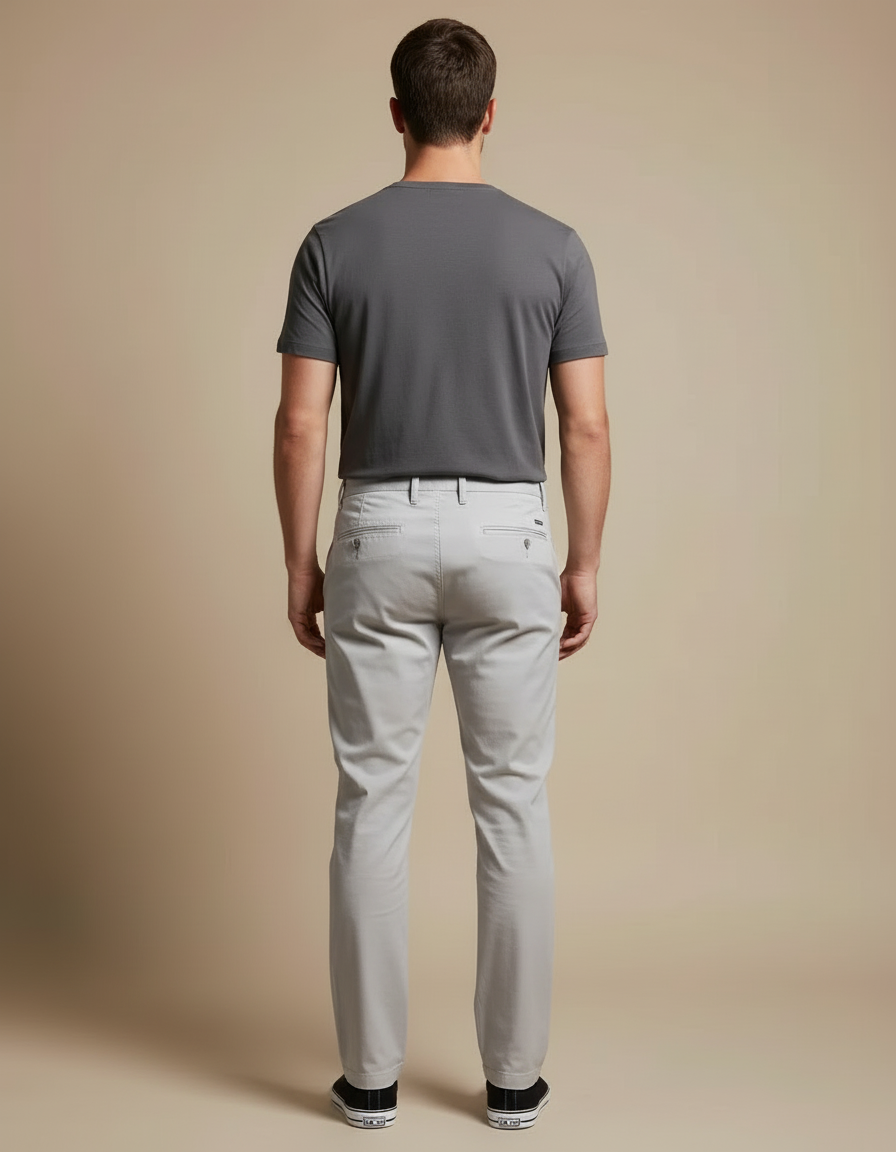 Pantalon Beige Coton Slim Fit Homme Décontracté - Gris - vue 2