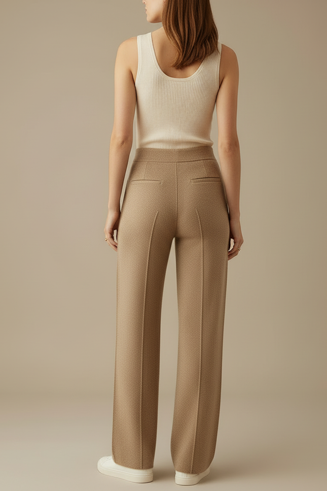 Pantalon Beige Cachemire Ample Confortable Chaud Femme - Camel Maille - vue 2