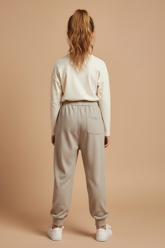 Pantalon Beige Ample Décontracté Élastique Fille - Molleton - vue 2