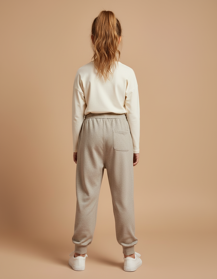 Pantalon Beige Ample Décontracté Élastique Fille - Molleton - vue 2