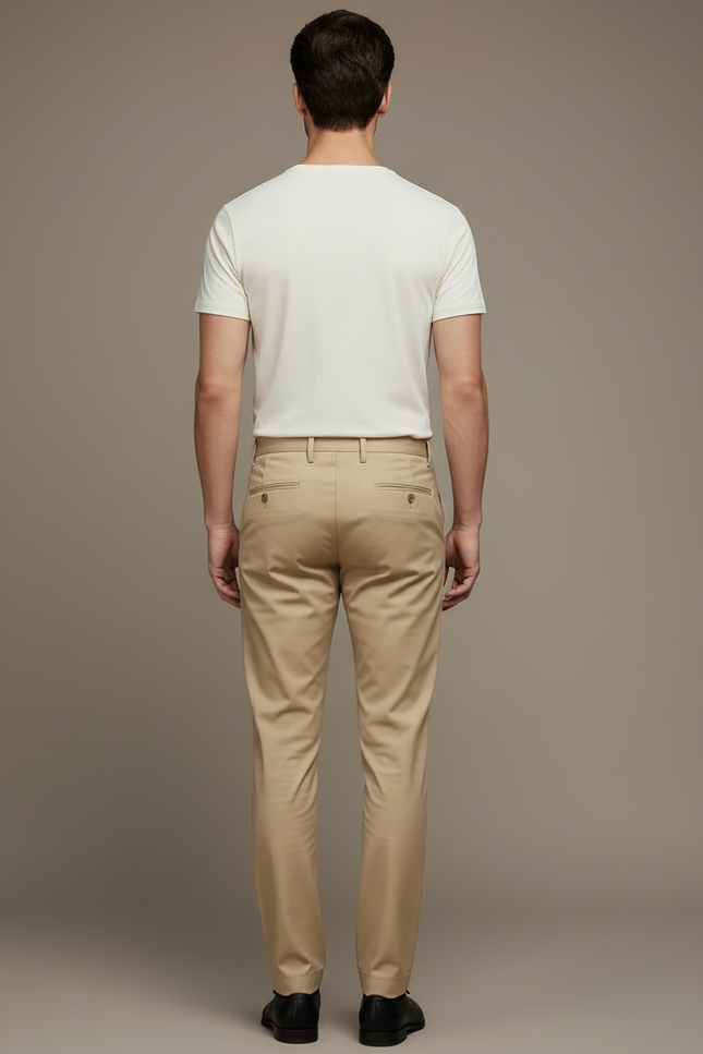 Pantalon Beige Homme Décontracté Chino Slim Élégant - Gabardine - vue 2