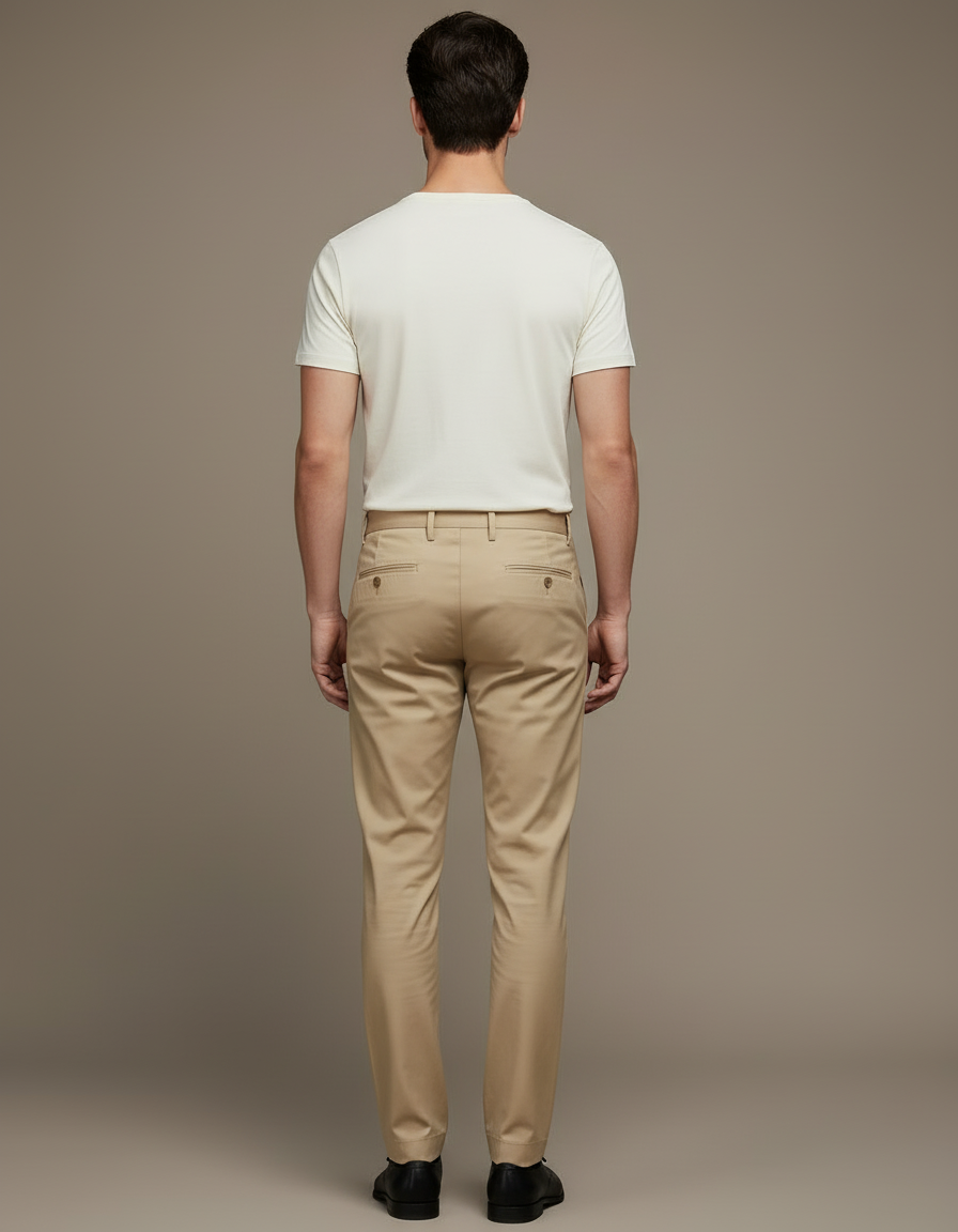 Pantalon Beige Homme Décontracté Chino Slim Élégant - Gabardine - vue 2