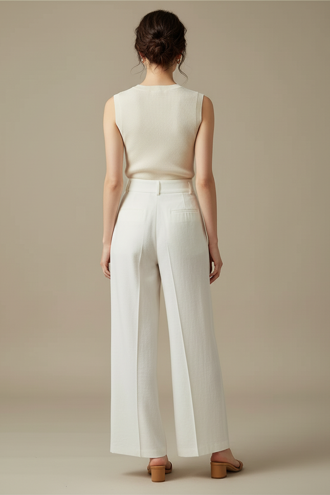 Pantalon Beige 236e - Blanc Lin - vue 2