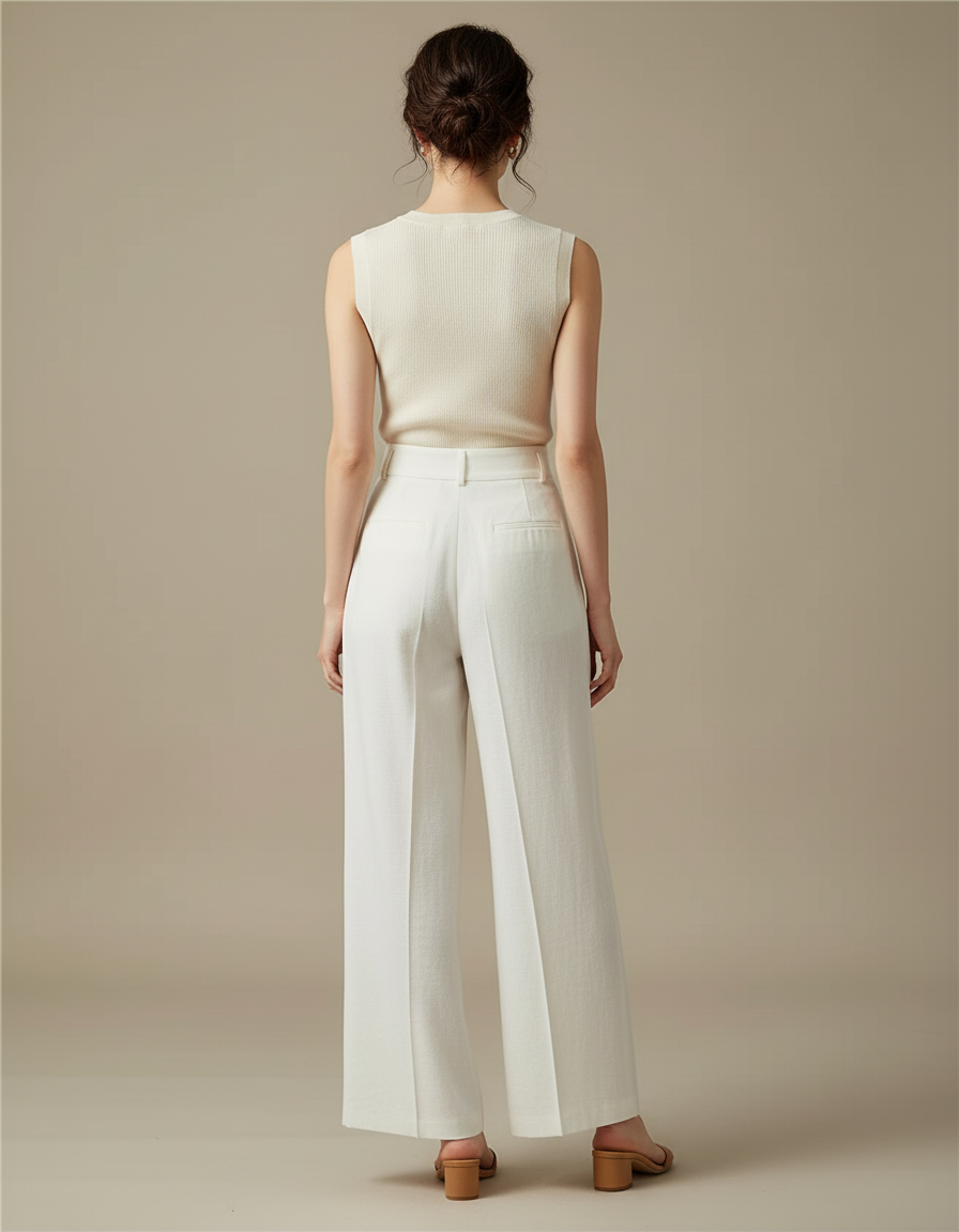 Pantalon Beige 236e - Blanc Lin - vue 2